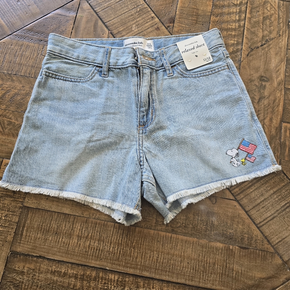 Abercrombie Kids Light Blue Jean Shorts with Embroidery